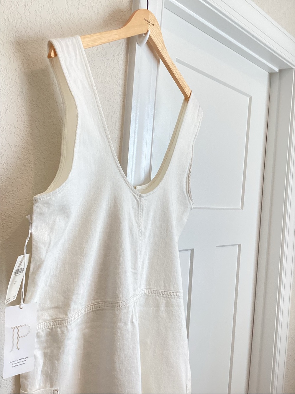 Anthropologie Overalls Pilcro Zip-Front Wide-Leg Overalls New Medium Ivory - Picture 12 of 14